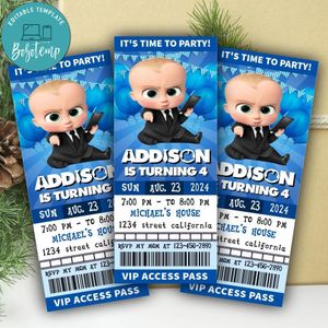 Boss Baby Ticket Invitation Customizable Template Instant Download
