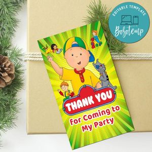 Caillou Thank You Tag Customizable Template To Print At Home Instant Download