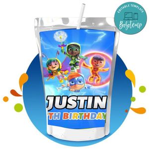 Action Pack Capri Sun Birthday Labels Digital File Printable Instant Download
