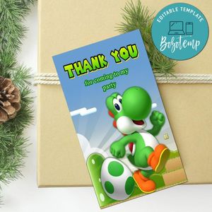 Yoshi Thank You Tag Customizable Template To Print At Home Instant Download