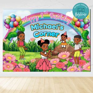 Gracie’s Corner Birthday Party Backdrop Digital File Template Instant Download