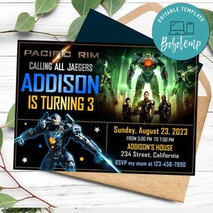 Pacific rim Invitation Customizable Template to Print at Home Instant Download
