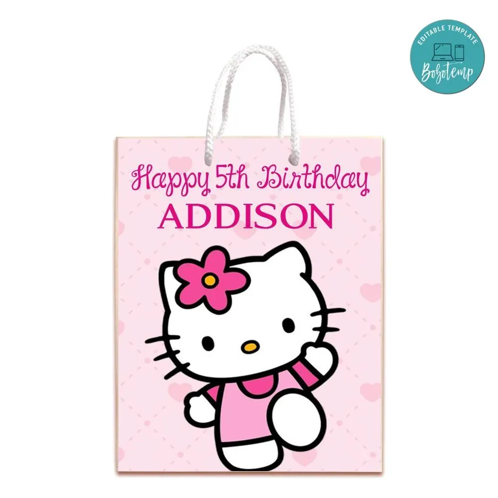 Hello Kitty Gift Bag Label Template Printable DIY Bobotemp