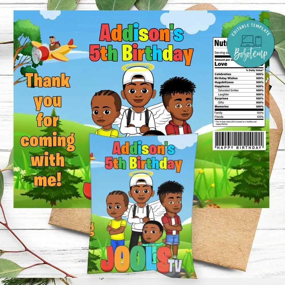 Jools tv Birthday Party Chip Bag Digital File DIY Bobotemp