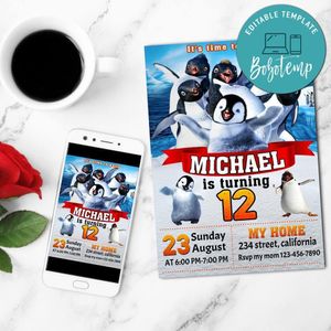 Happy Feet 2022 Birthday Flyer Customizable Template to Print at Home Instant Download