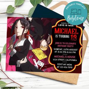 Kaguya Sama Birthday Flyer Customizable Template to Print at Home Instant Download