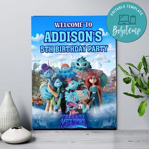 Teenage Kraken Birthday Welcome Sign Digital File Printable Instant Download
