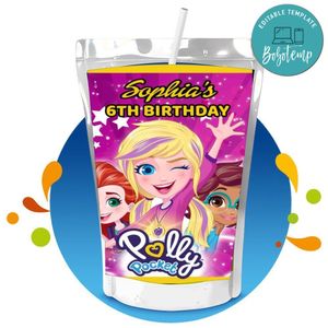 Polly pocket Capri Sun Birthday Label Digital File Printable Instant Download