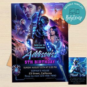 Blue Beetle Invitation Template Free Thank You Card Printable