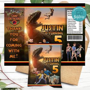 Jurassic World Camp Birthday Chip Bag Digital File Printable Instant Download