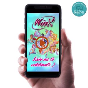 Winx Believix Birthday Video Invitation Digital Template Customizable Instant Download