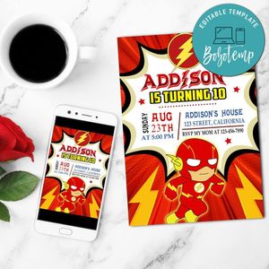 Flash baby Invitation Customizable Template to Print at Home Instant Download