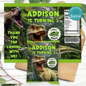 T-Rex Ranch Birthday Party Chip Bag Digital File Printable Instant Download