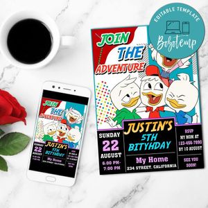 Ducktales Invitation Customizable Template to Print at Home Instant Download