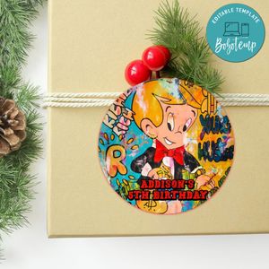 Richie Rich Circle Sticker Template Customizable To Print At Home Instant Download