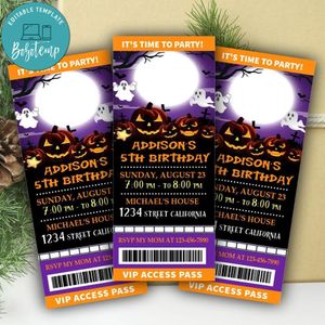 Halloween Ticket Invitation Customizable Template Instant Download