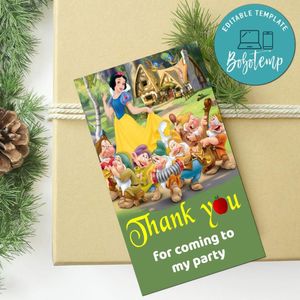 Snow White Thank You Tag Customizable Template To Print At Home Instant Download
