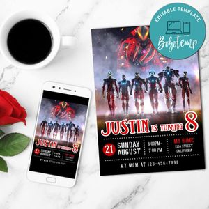 Ultraman Invitation Customizable Template to Print at Home Instant Download