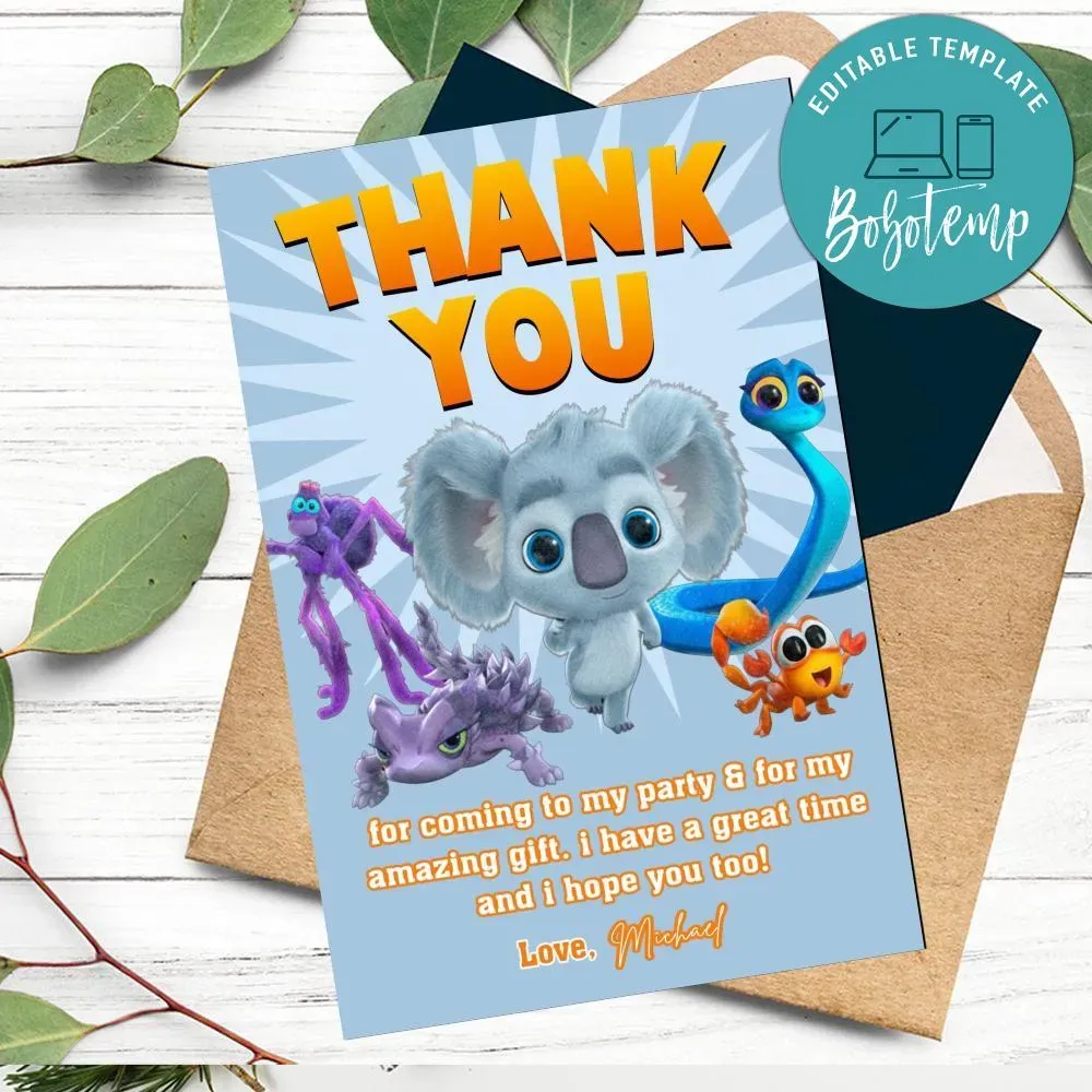 Back To The Outback Thank You Card Customizable Template DIY | Bobotemp ...
