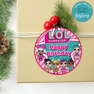 Lol Surprise Circle Sticker Template Customizable to Print at Home Instant Download