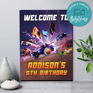 Rocket League Birthday Welcome Sign Digital File Printable Instant Download