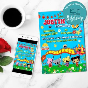 Ni Hao Kai Lan Birthday Flyer Customizable Template to Print at Home Instant Download