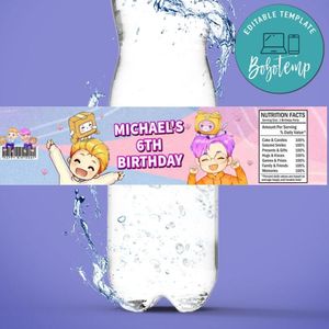 Lankybox Justin Adam Birthday Water Bottle Label Template to Print at Home Instant Download