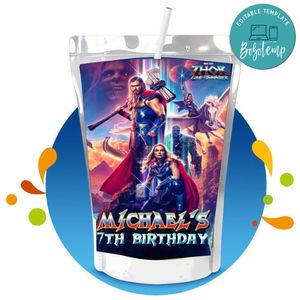 Thor love and thunder Capri Sun Birthday Labels Digital File Printable Instant Download