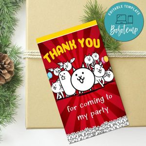 The Battle Cats Thank You Tag Customizable Template To Print At Home Instant Download