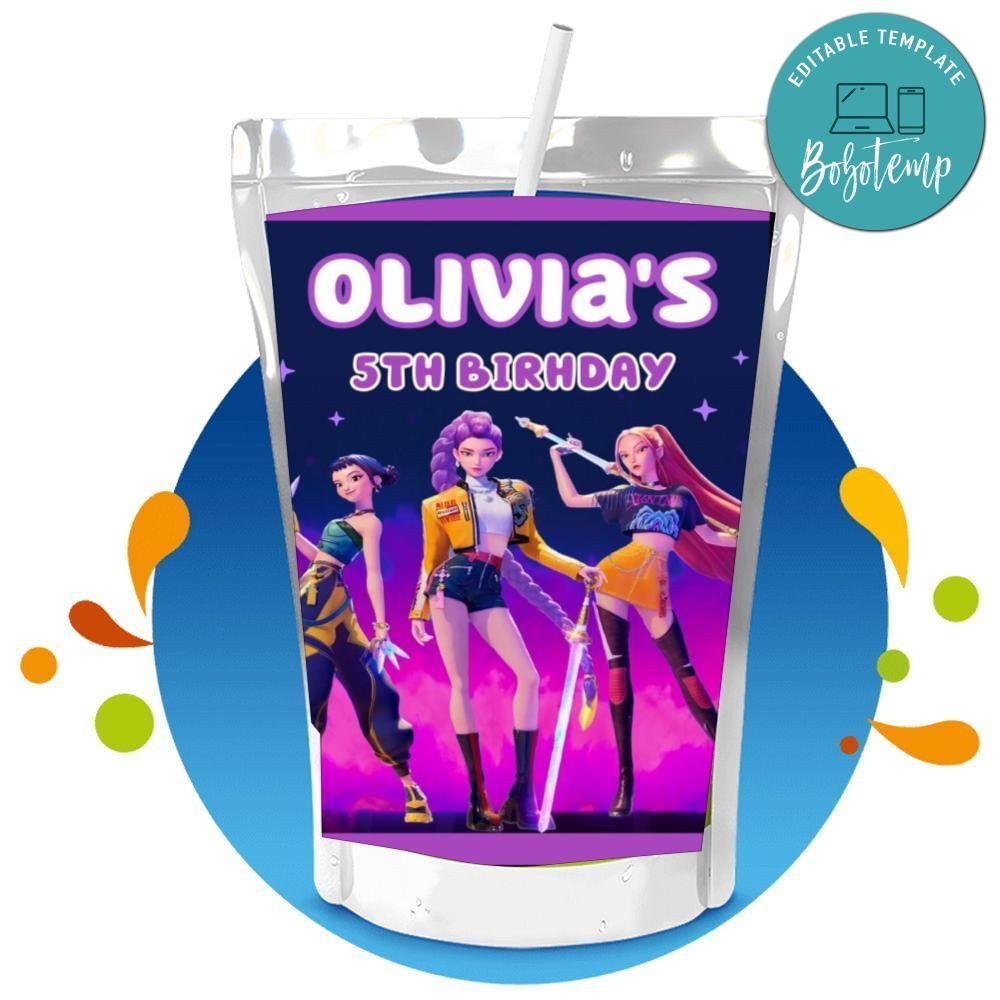 Kpop demon hunter Capri Sun Birthday Label Digital File Printable Instant Download