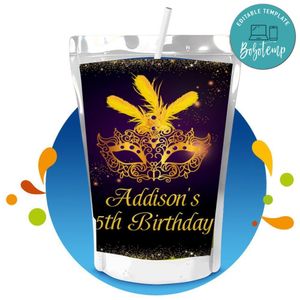 Masquerade Capri Sun Birthday Labels Digital File Printable Instant Download