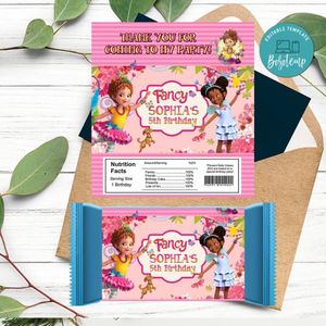 Fancy Nancy Candy bar Label Customizable Template Instant Download