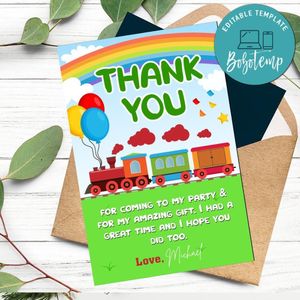 Choo Choo Thank You Card Customizable Template To Print At Home Instant Download