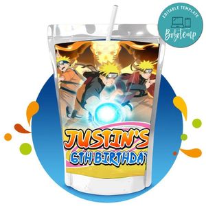Naruto shippuden Capri Sun Birthday Labels Digital File Printable Instant Download