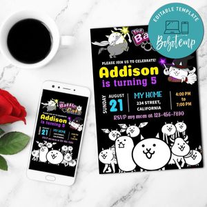 The Battle Cats Mobile Invite Customizable Template Instant Download