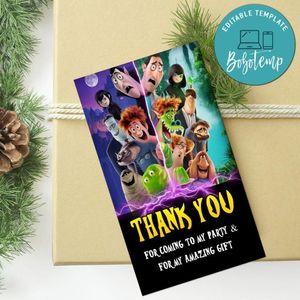 Hotel Transylvania 4 Thank You Tag Customizable Template To Print At Home Instant Download