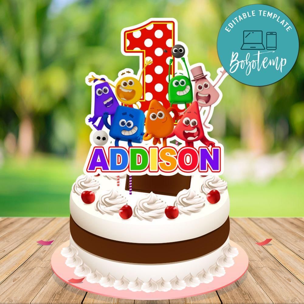 Colourblocks Cake Topper Template Printable Instant Download