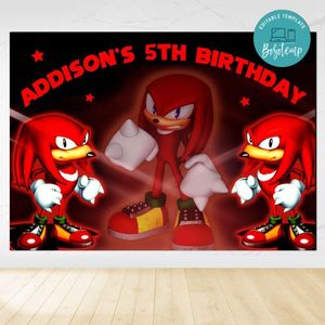 Knuckles Birthday Backdrop Digital File Template Instant Download