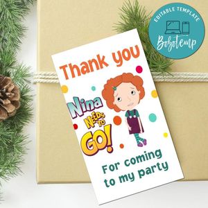Nina Needs To Go Thank You Tag Customizable Template To Print At Home Instant Download