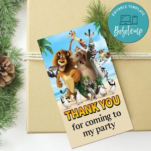 Madagascar Thank You Tag Customizable Template To Print At Home Instant Download