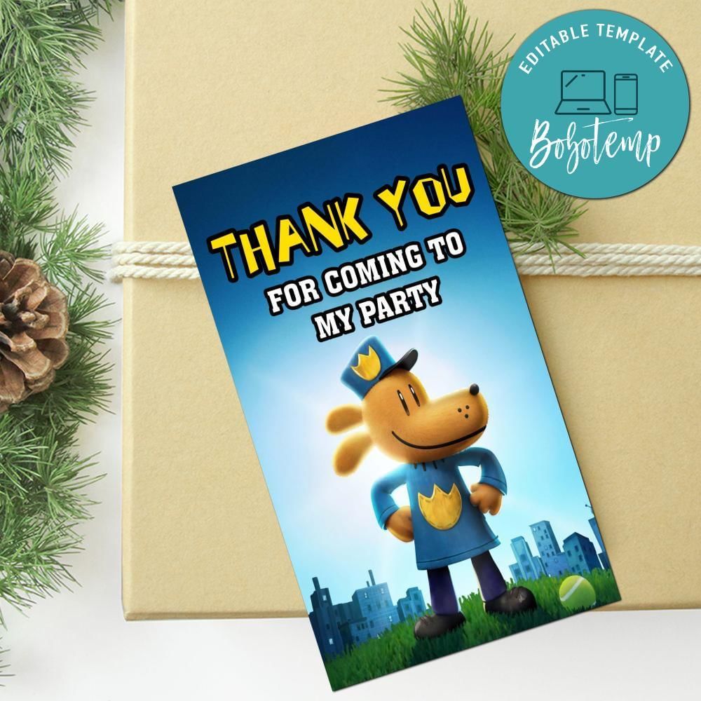 Dog Man Thank You Tag Customizable Template To Print At Home Instant Download