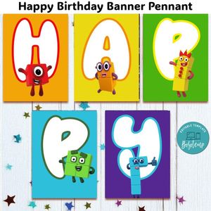 Numberblocks Banner Pennant Digital File Template Instant Download