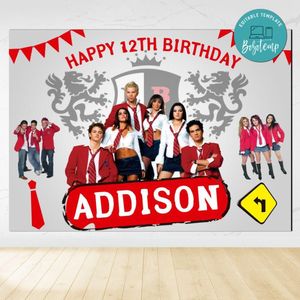 Rebelde Way Birthday Backdrop Digital File Template Instant Download