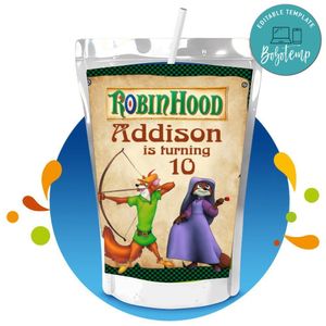 Robin hood Capri Sun Birthday Labels Digital File Printable Instant Download