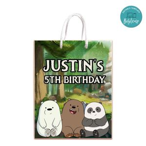 We Bare Bears Gift Bag Label Template Printable Instant Download