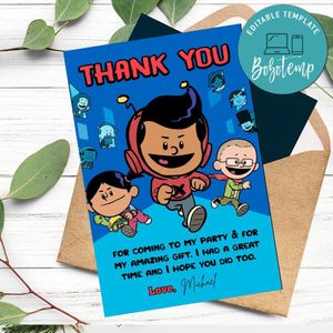 Xavier Riddle Thank You Card Customizable Template To Print At Home Instant Download