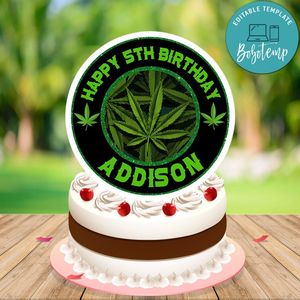 Marijuana Cake Topper Template Printable Instant Download