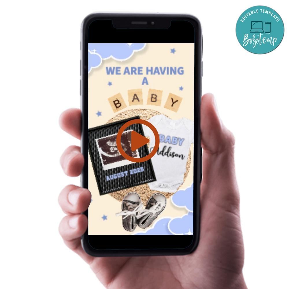 Pregnancy Announcement Video Invitation Digital Template Customizable Instant Download