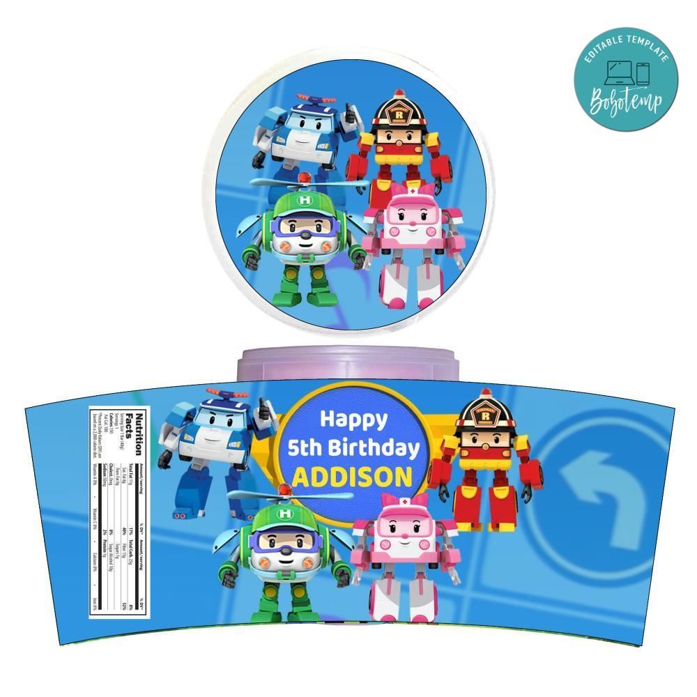 Robocar Poli Cotton Candy Label Template To Print At Home Instant Download