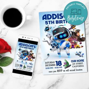 Astro bot Invitation Customizable Template to Print at Home Instant Download